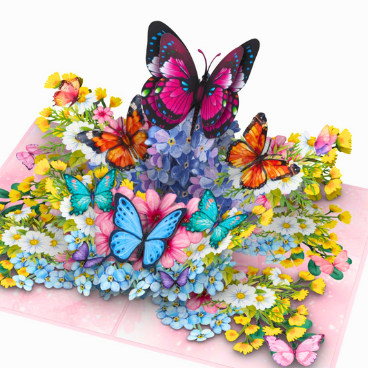 Butterflies & Flowers 3D Pop-Up Card – Mother's day, Birthday, Thinking of you, Get well soon, card for her