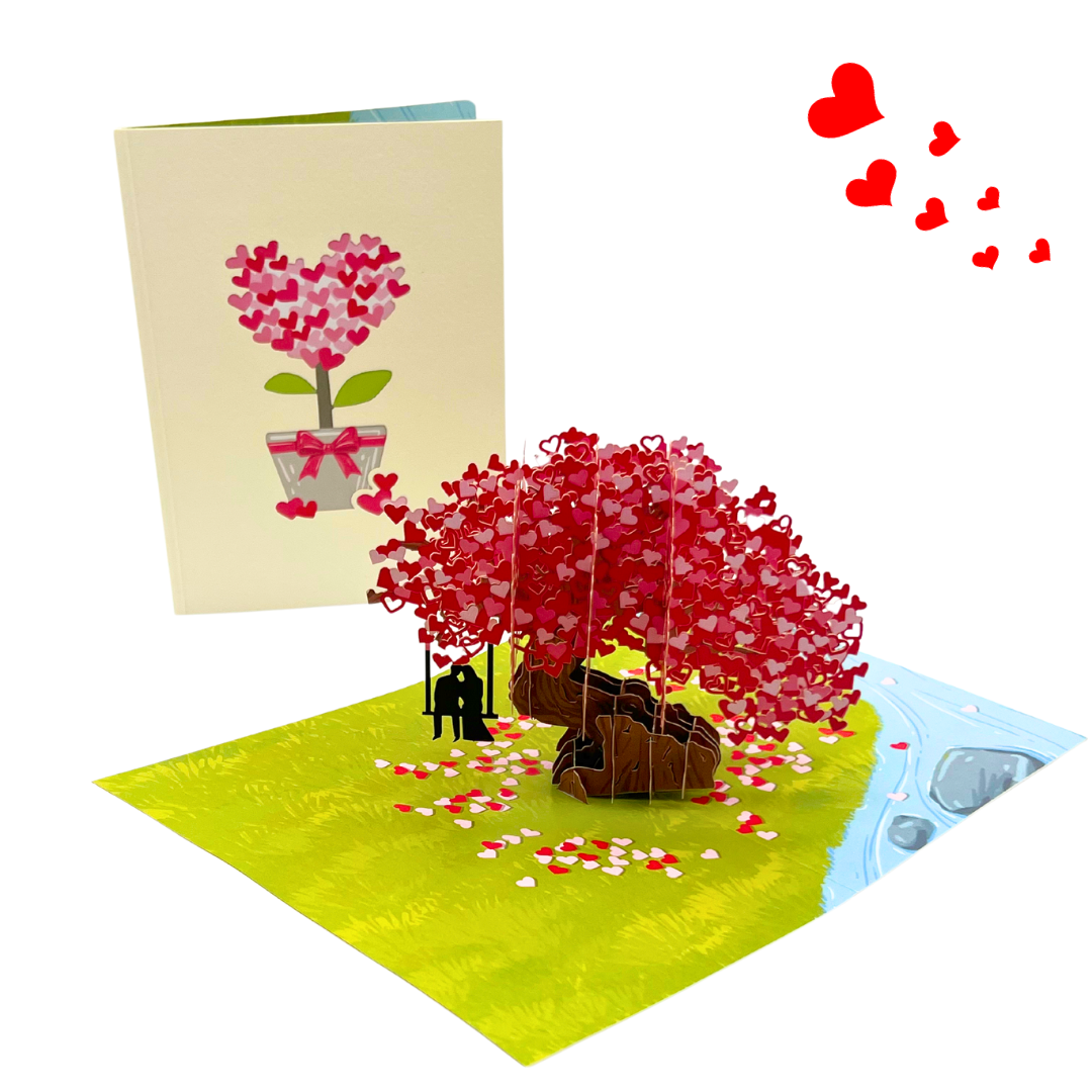 Romantic Heart Tree Pop-Up Card Valentines Day Anniversary Wedding Engagement greeting card