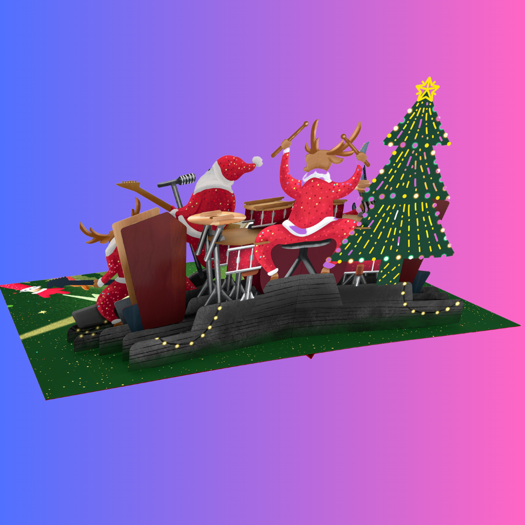 Christmas Rock and Roll 3D pop up greeting card