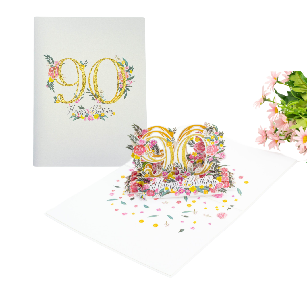 90th Birthday 3D Pop Up Greeting Card