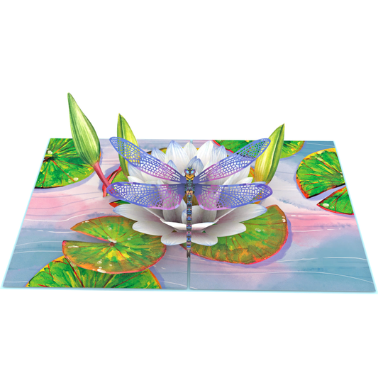 Dragonfly & Water Lily 3D birthday pop up card, Mother's Day card, Thinking of you, Get well soon card