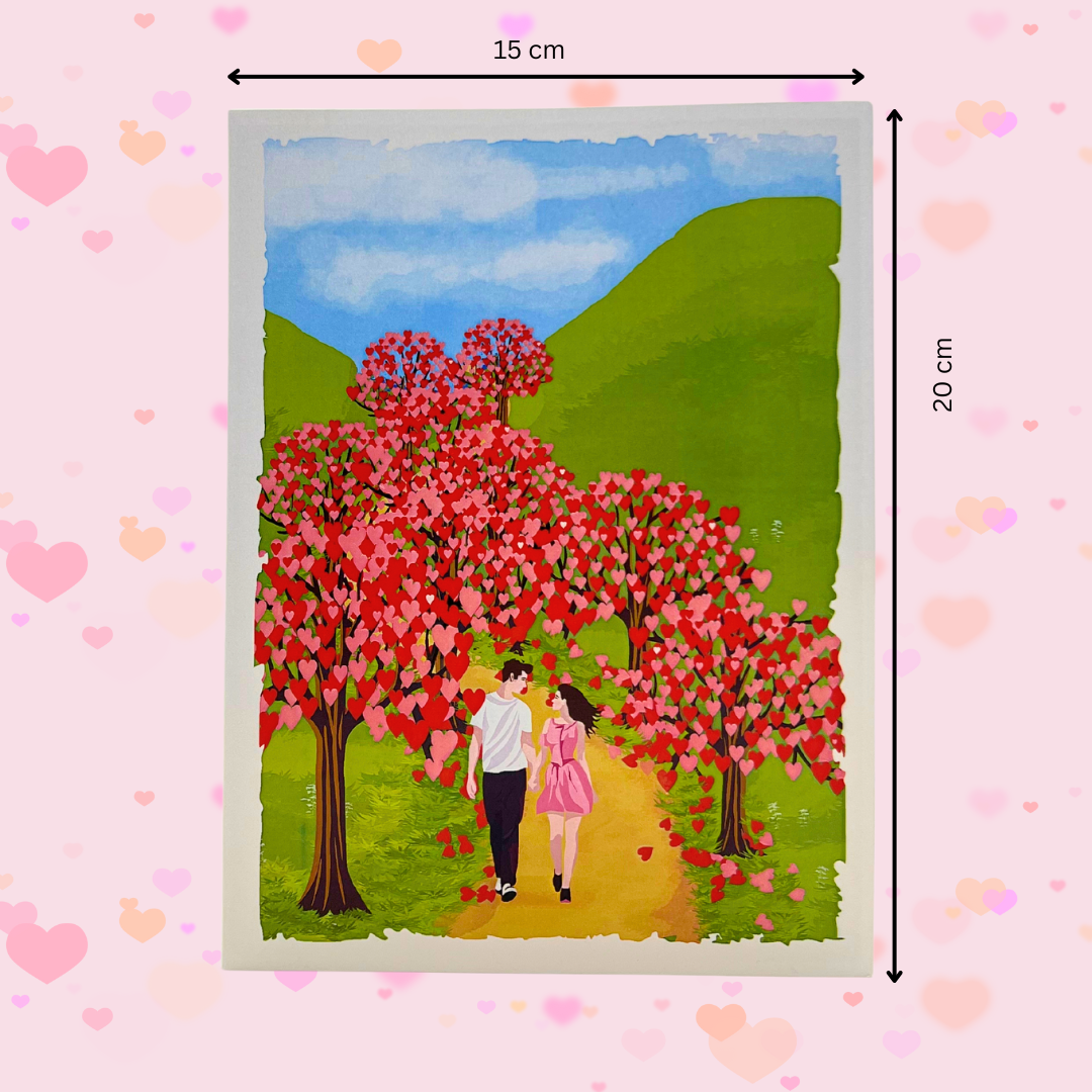 Lovers' Lane Heart Tree Avenue 3D Pop-Up Card Anniversary Valentines Day Wedding Engagement greeting card