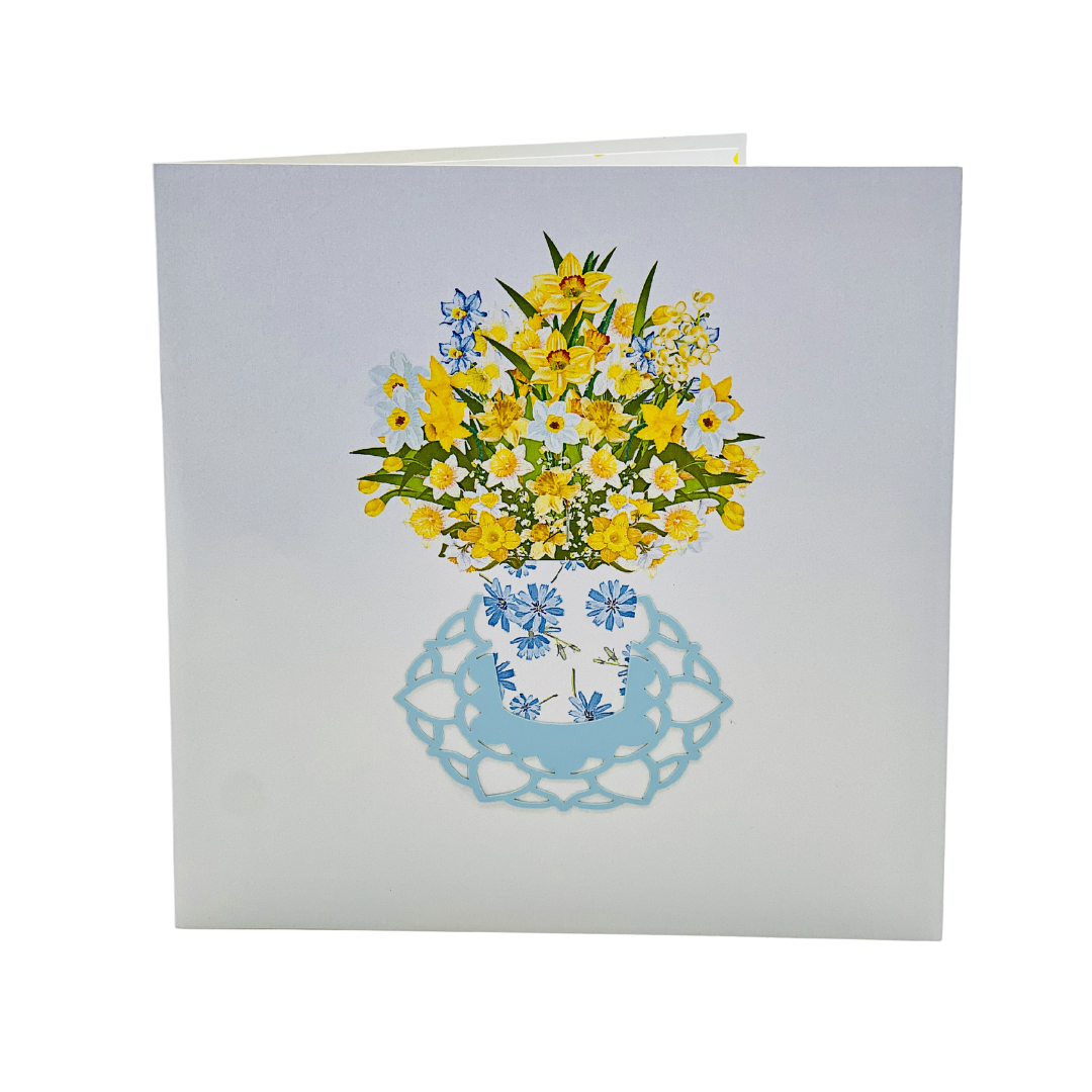 Daffodil pop up card, Birthday card, Mother’s Day card, 3D yellow daffodil Easter card, Father's Day pop up card,  Thank you pop up card, card for any occasion