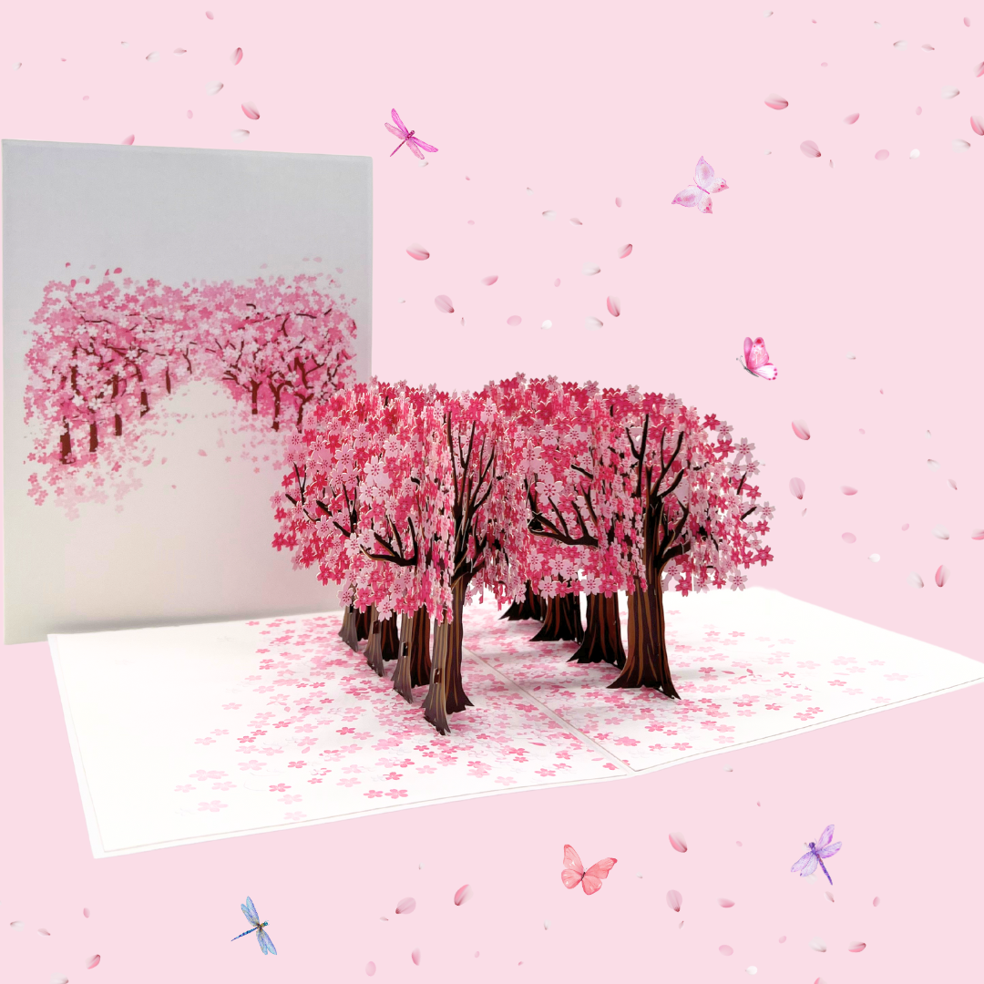 Cherry blossom trees pop up card, Mothers Day pop up card, Spring birthday card, 3D card for any occasion