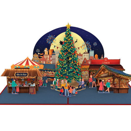 Christmas German Market 3D pop up greeting card