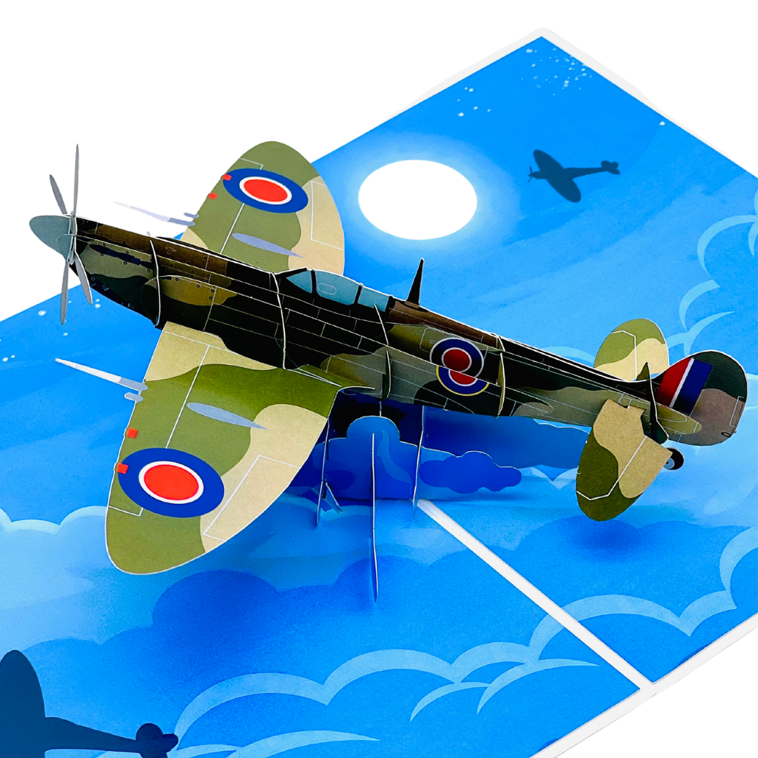 3D Spitfire Pop Up Card – Distinctive Aviation Birthday Card for Men, Ideal for Father's Day, A Unique Celebration of Vintage WW2 Aircraft for Pilots and Airplane Enthusiasts