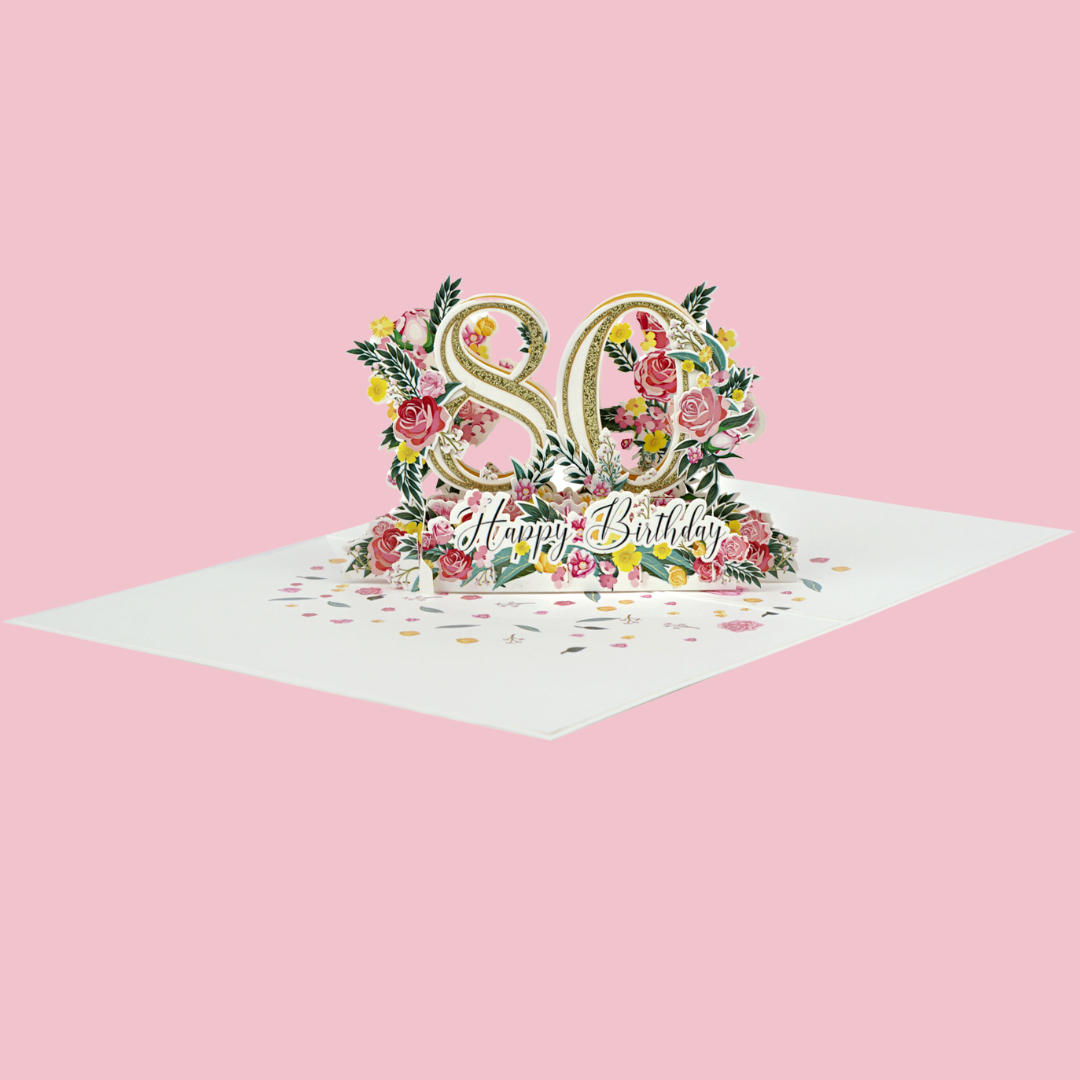 80th Birthday 3D pop up greeting card