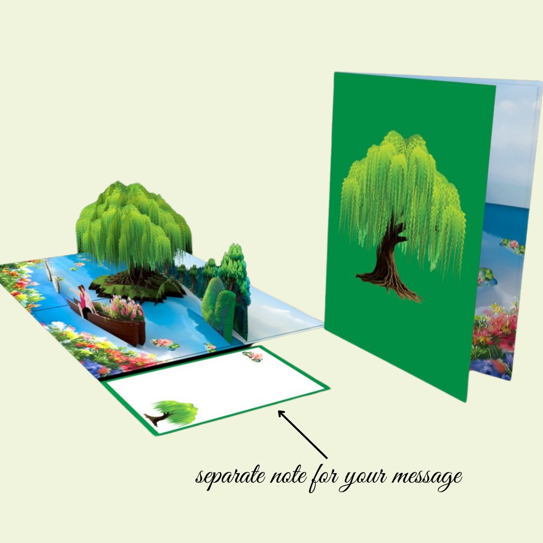 Willow tree with couple Pop up Card Valentines Day Anniversary 3D Wedding Engagement Greeting Card