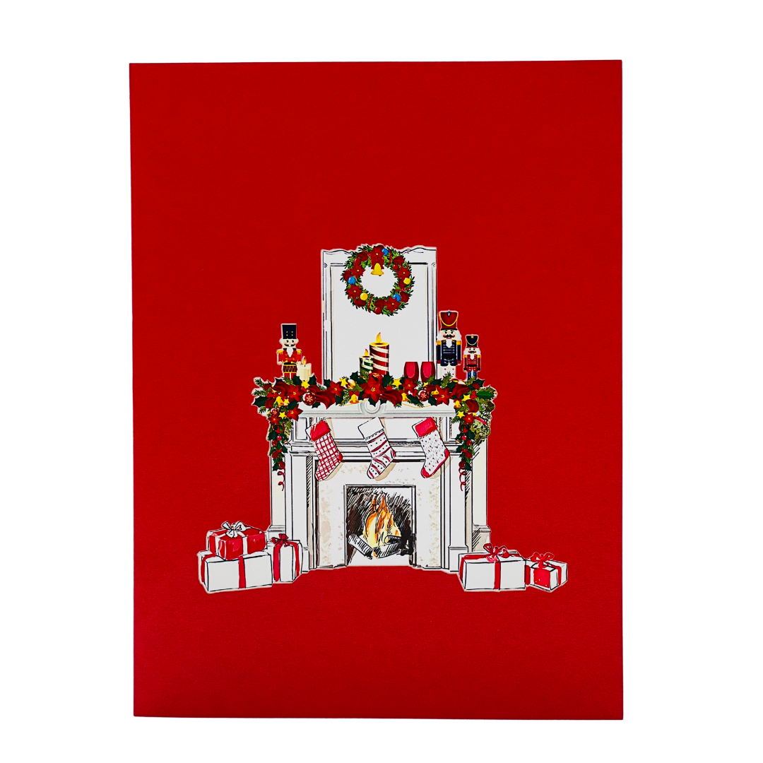 Christmas Fireplace Pop-Up Card - "Warm Hearth & Festive Delights"