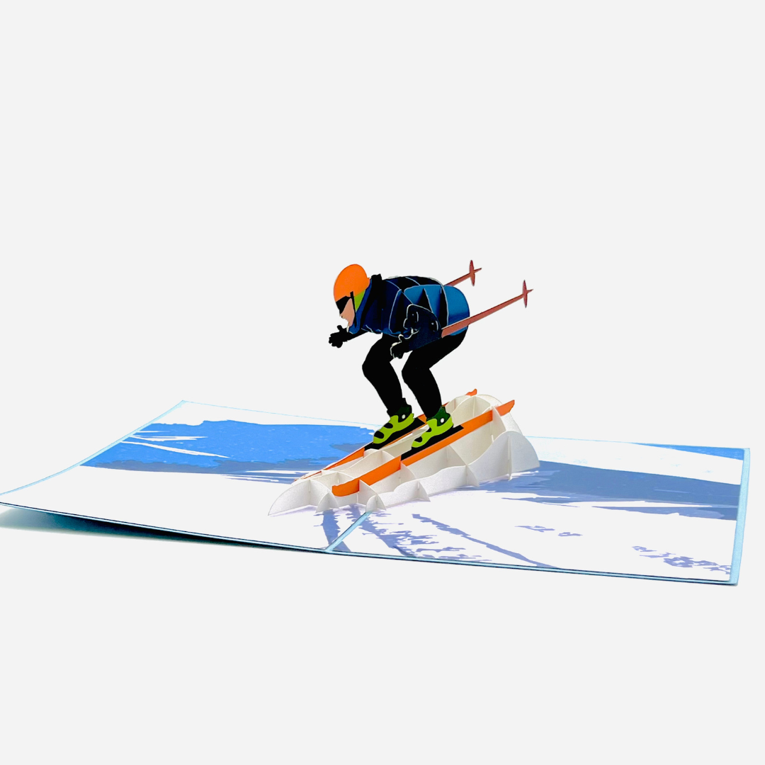 Speed Down the Slopes - Ski Pop-Up Card