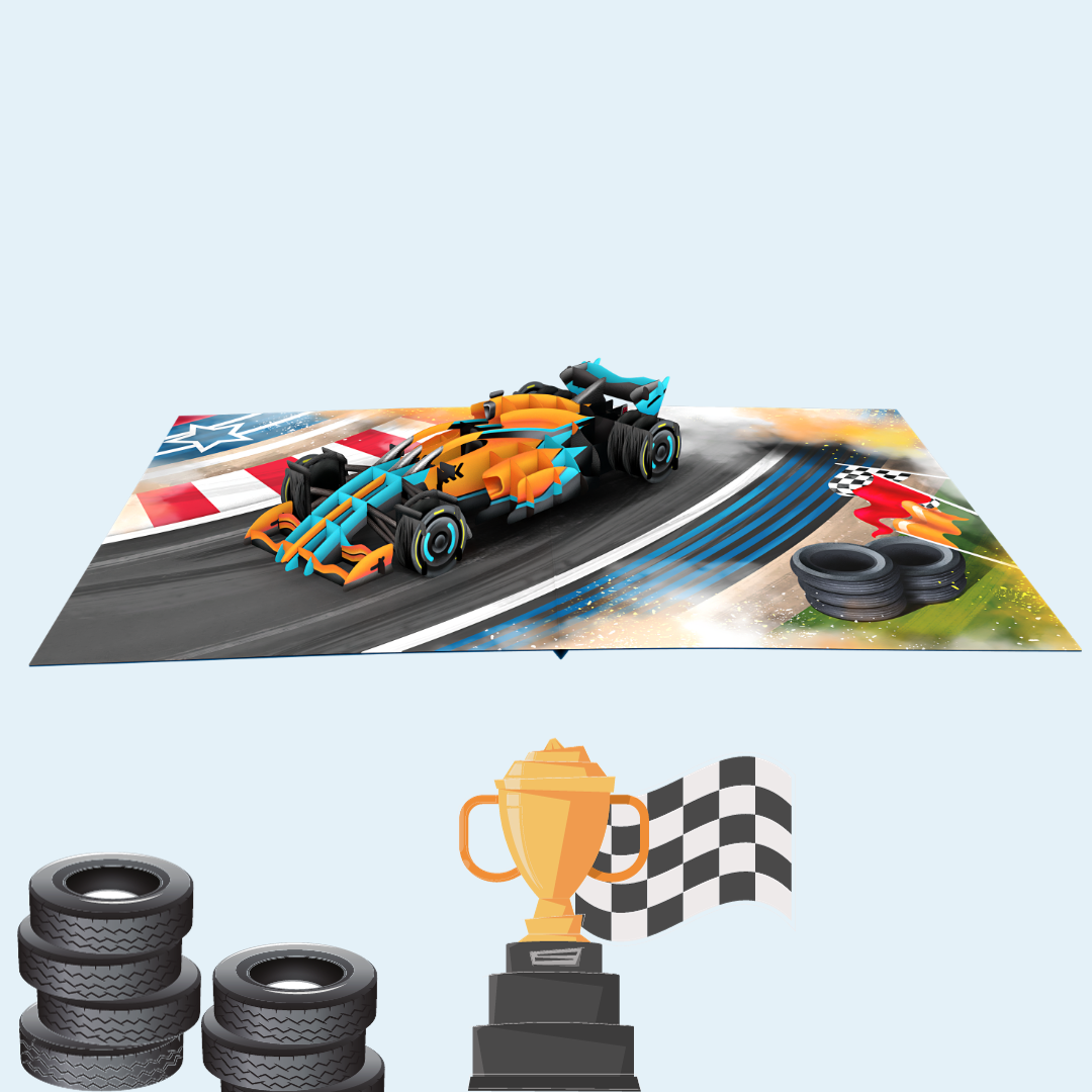 3D Racing Car Pop-Up Card - A Unique Motorsport - Themed Surprise for Formula 1 Fans and Birthdays