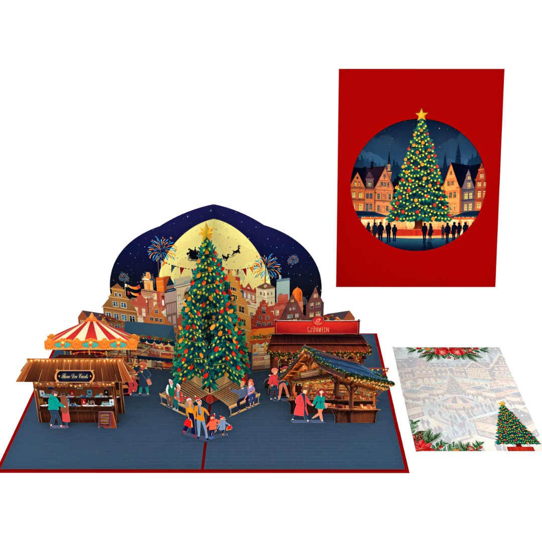 Christmas German Market 3D pop up greeting card