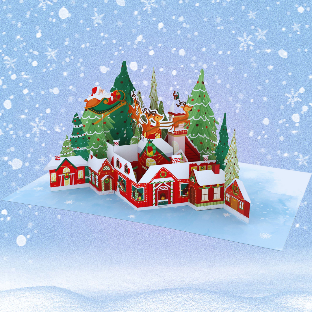 Christmas town 3D pop up greeting card