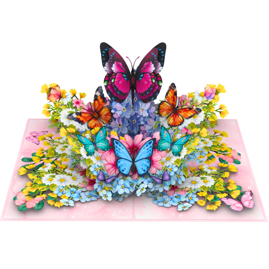 Butterflies & Flowers 3D Pop-Up Card – Mother's day, Birthday, Thinking of you, Get well soon, card for her