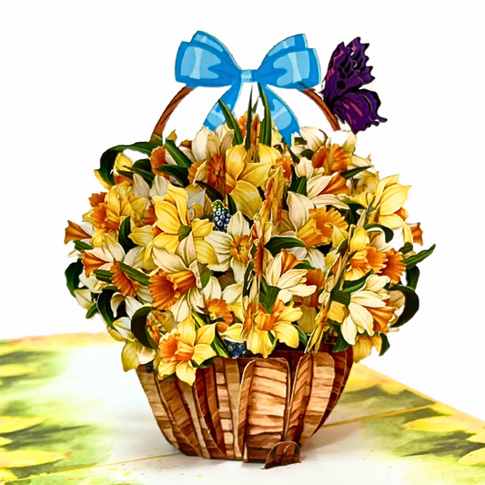 Daffodil Basket 3D Pop-Up Card – A Blooming Delight