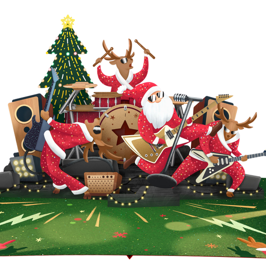 Christmas Rock and Roll 3D pop up greeting card