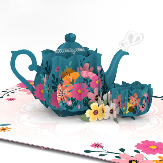 Elegant Tea Time Celebration pop up Mother's day 3D birthday, thinking of you, get well soon card