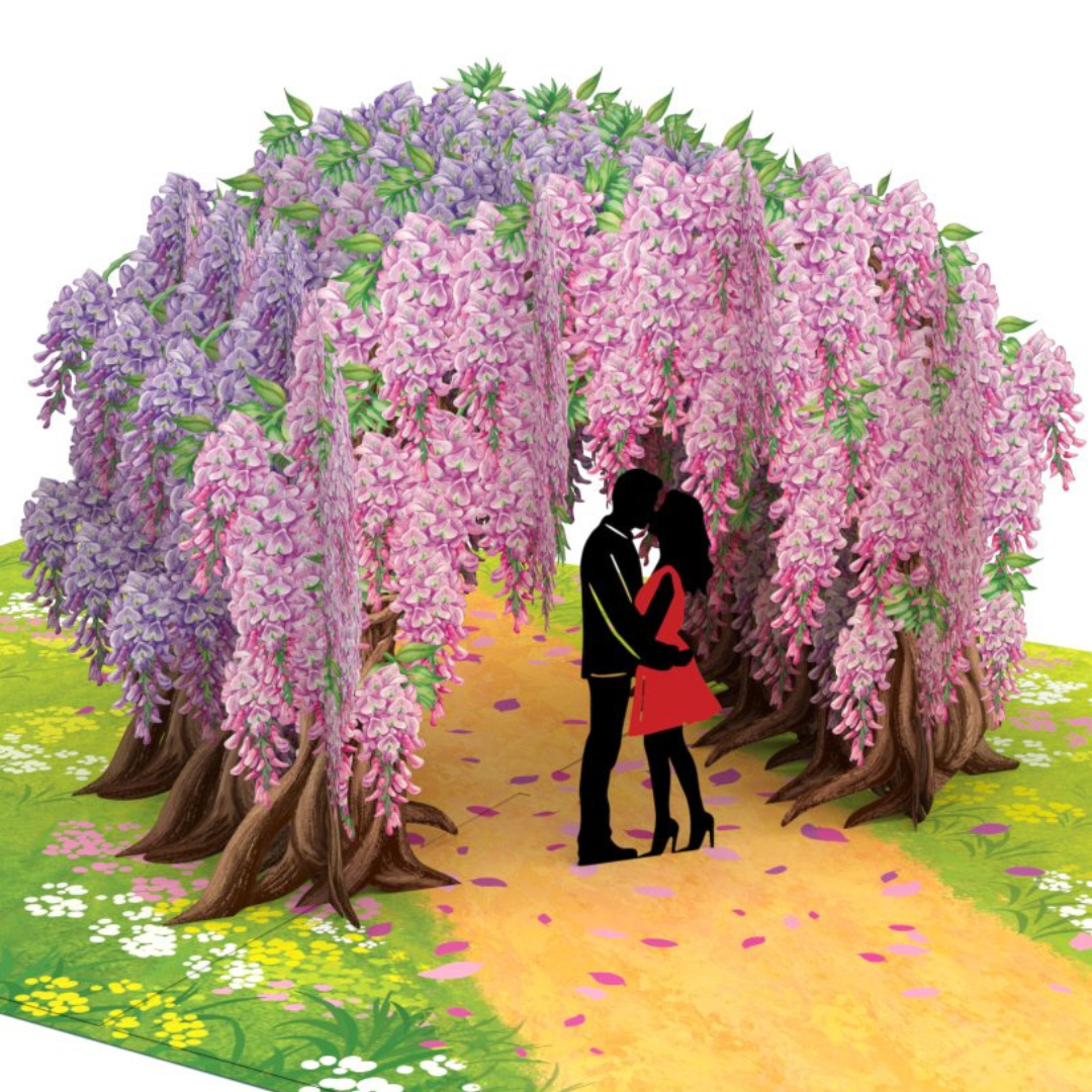 Wisteria garden Wedding, Anniversary, Engagement, Valentine's Day Couple 3D greeting pop up card