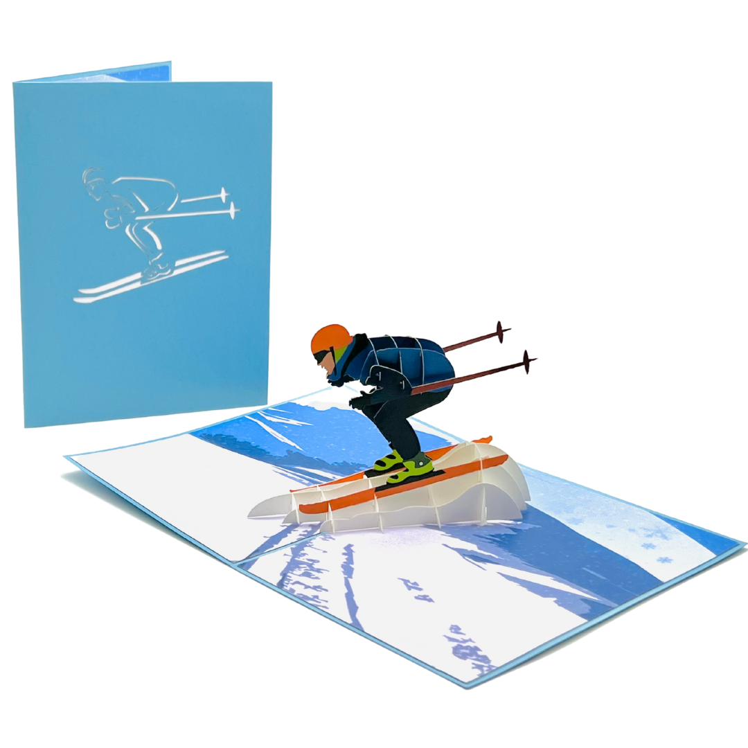 Speed Down the Slopes - Ski Pop-Up Card