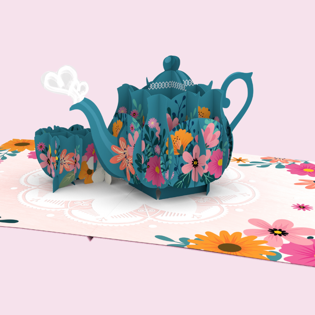 Elegant Tea Time Celebration pop up Mother's day 3D birthday, thinking of you, get well soon card