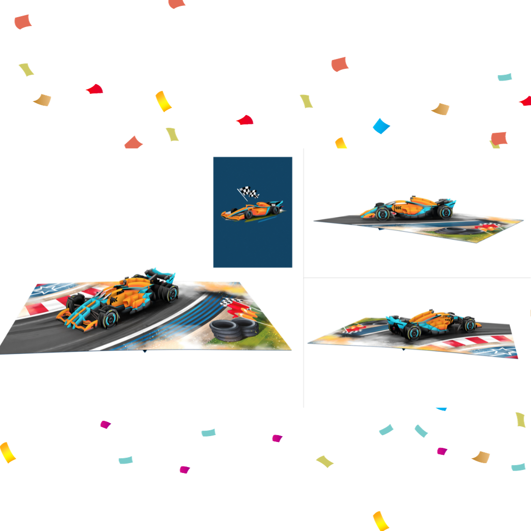 3D Racing Car Pop-Up Card - A Unique Motorsport - Themed Surprise for Formula 1 Fans and Birthdays