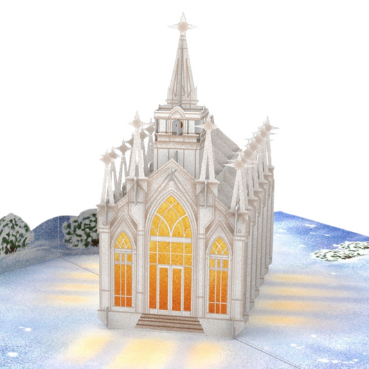 Stained Glass Christmas Chapel 3D pop up greeting card