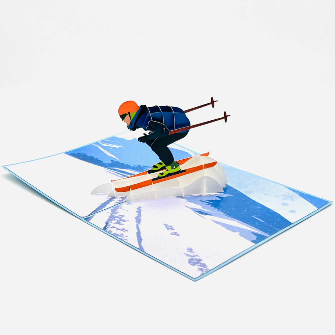 Speed Down the Slopes - Ski Pop-Up Card