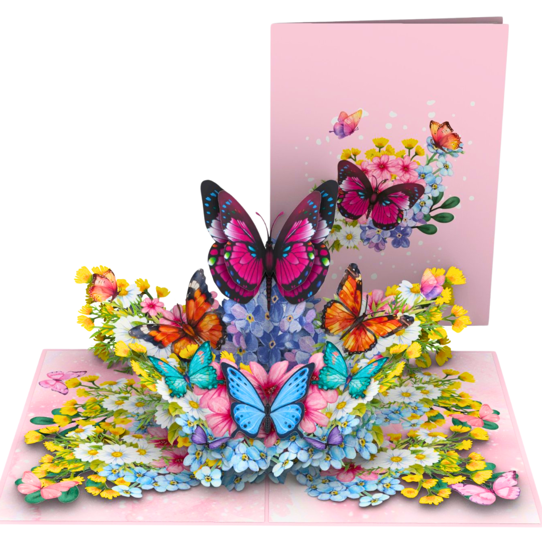 Butterflies & Flowers 3D Pop-Up Card – Mother's day, Birthday, Thinking of you, Get well soon, card for her