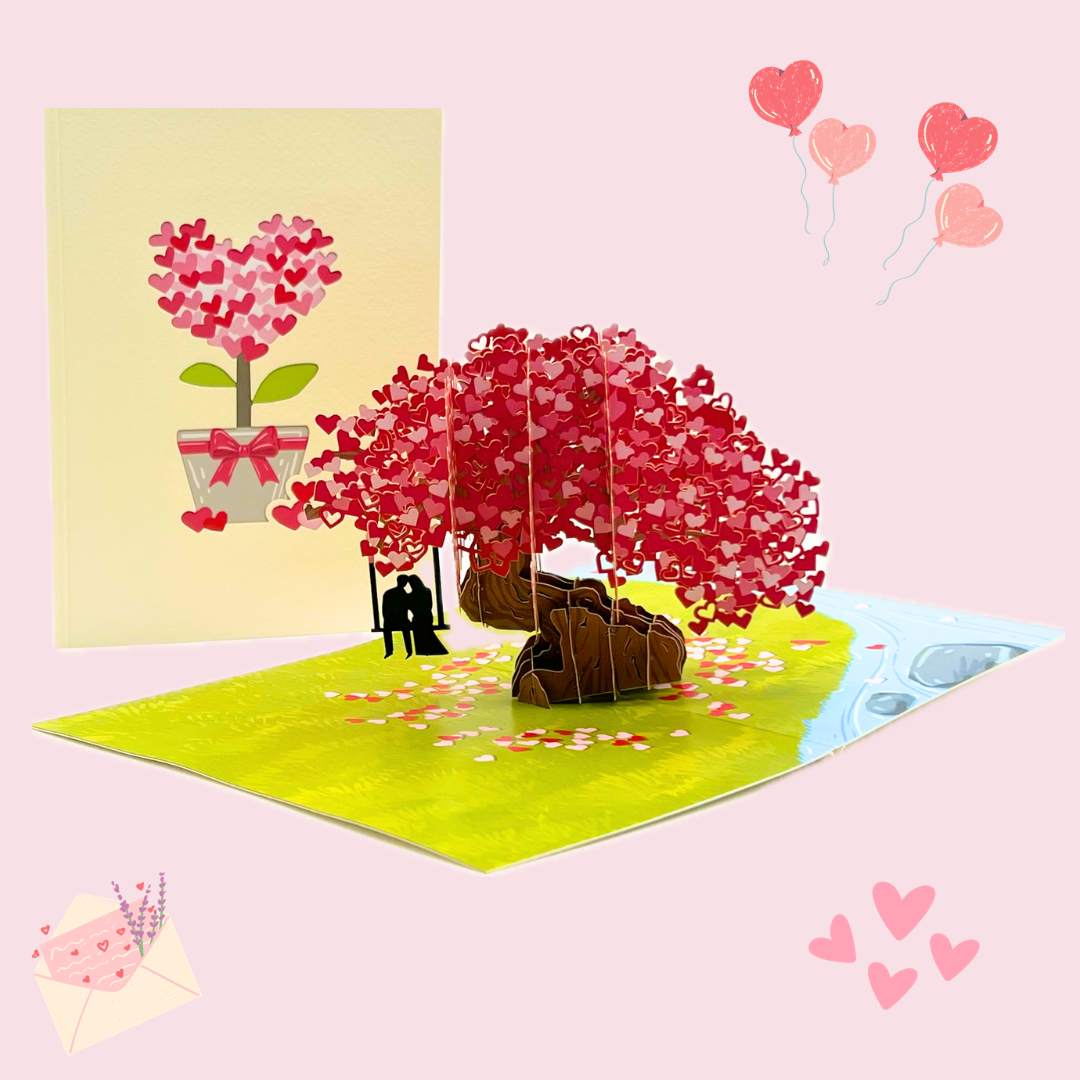 Romantic Heart Tree Pop-Up Card Valentines Day Anniversary Wedding Engagement greeting card