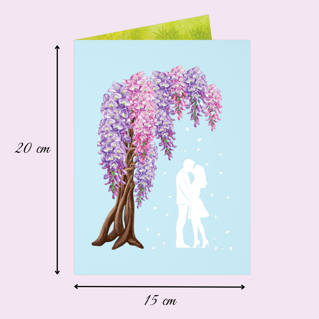 Wisteria garden Wedding, Anniversary, Engagement, Valentine's Day Couple 3D greeting pop up card