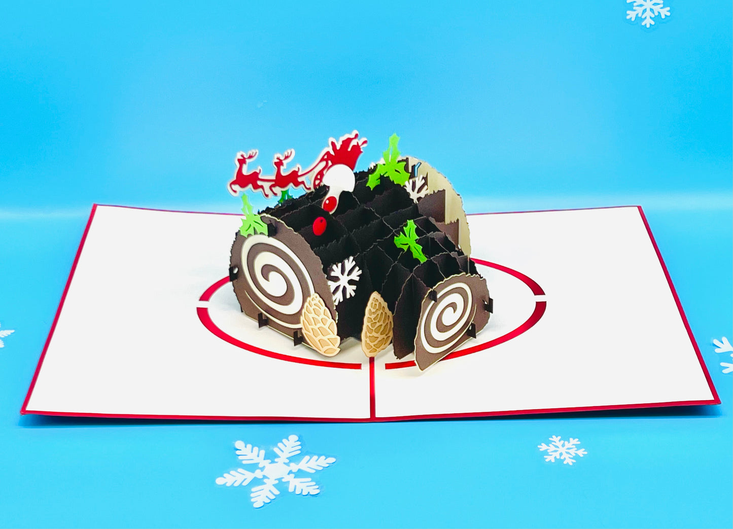 Christmas yule log cake pop up card