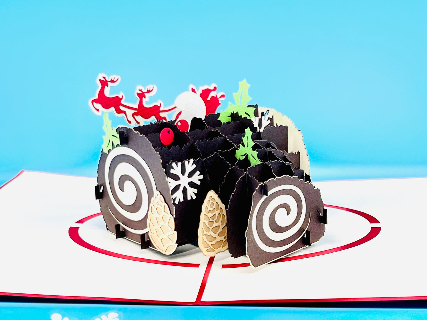 Christmas yule log cake pop up card