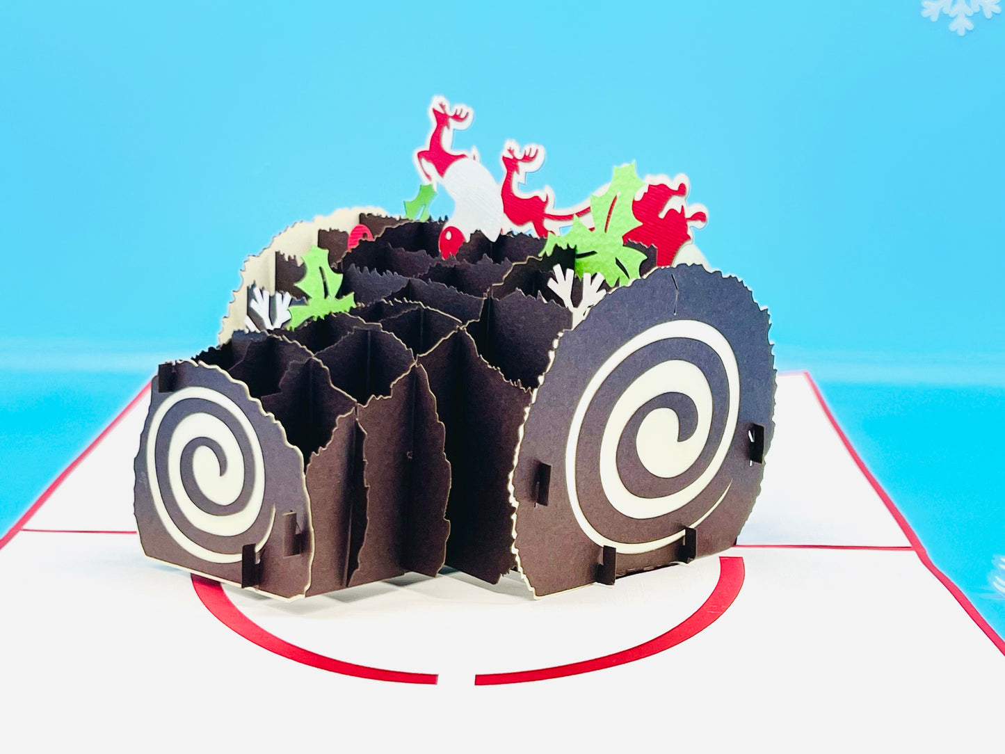 Christmas yule log cake pop up card