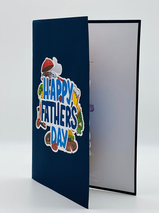 Father's Day BBQ Pop Up Card – 3D Greeting for <strong>Grill Master Dads</strong>, Featuring Barbecue, Burger, Steak, Skewers, Beer - A Must-Have for Dads Who Adore BBQ