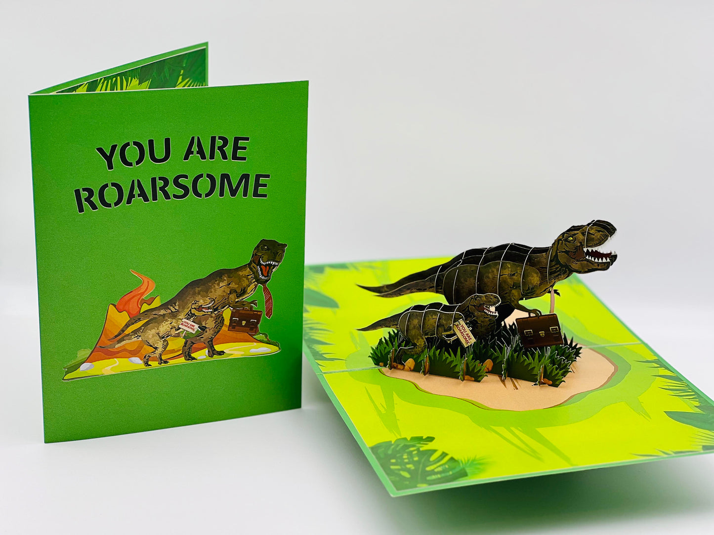 You Are Roarsome - 3D T-Rex Father and Child Greeting Card - Ideal for Father's Day, Dinosaur Enthusiasts and Prehistoric Themed Fun