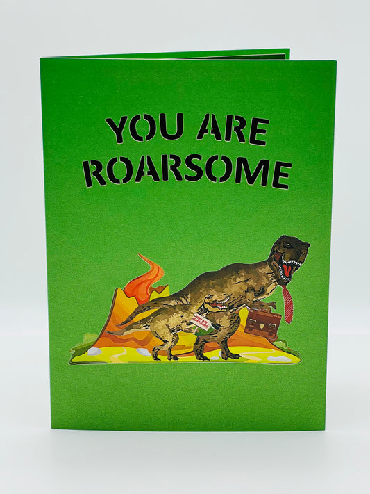 You Are Roarsome - 3D T-Rex Father and Child Greeting Card - Ideal for Father's Day, Dinosaur Enthusiasts and Prehistoric Themed Fun