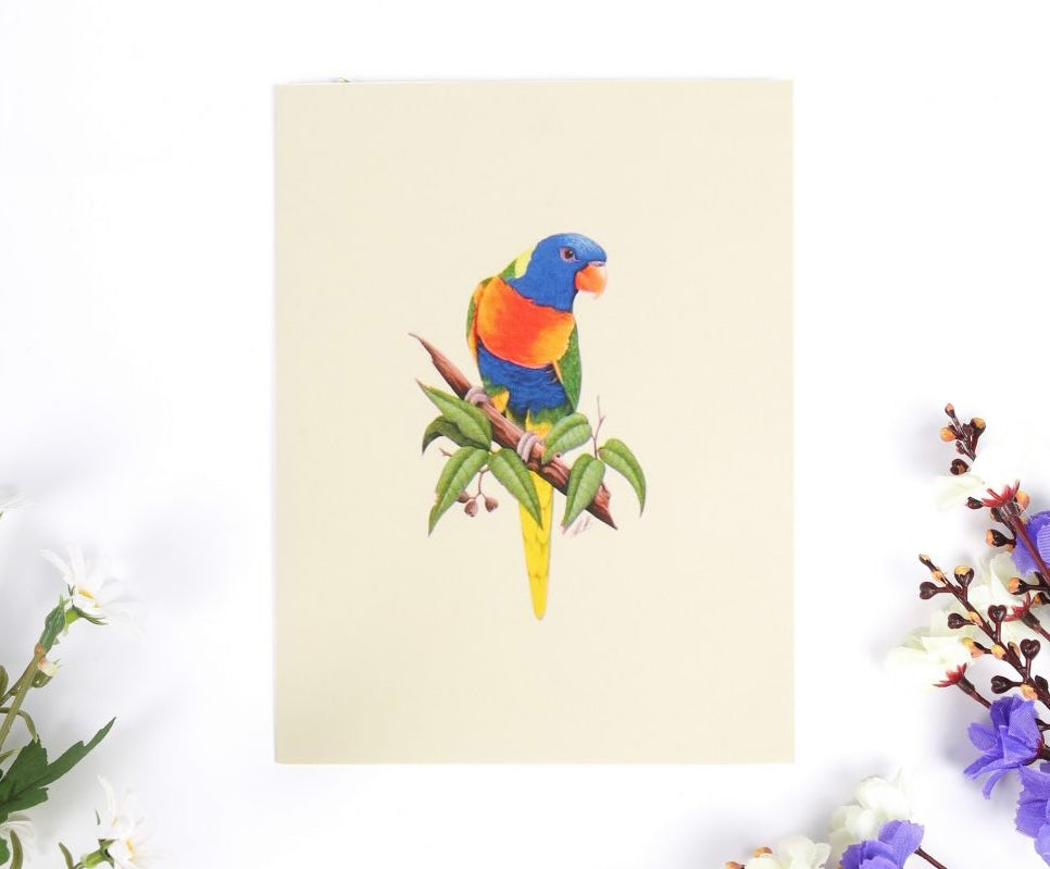 Tropical Tranquility: Vibrant Parrot Pop-Up Card, Birthday pop up card, card for any occasion