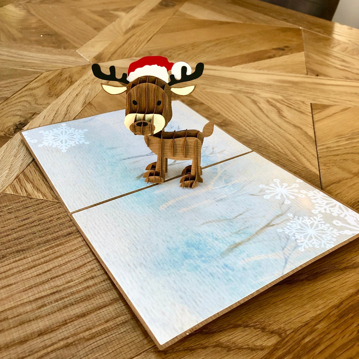 Christmas cute reindeer 3D pop up greeting card