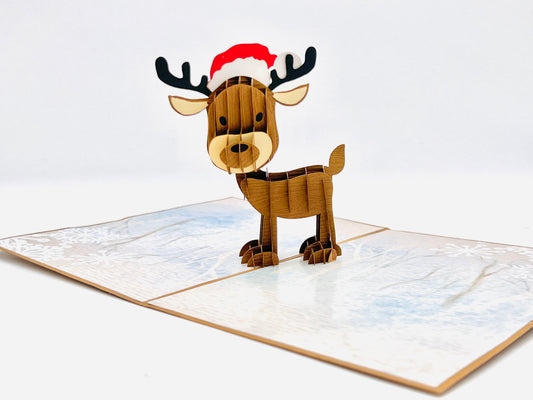 Christmas reindeer pop up card