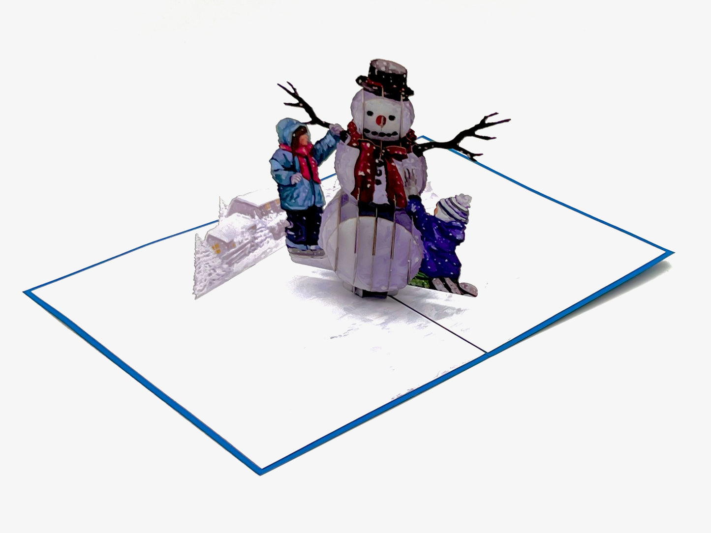 Christmas Kids building snowman