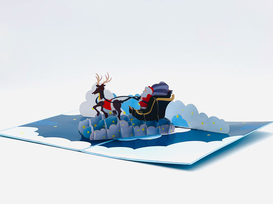 Christmas Santa on sleigh pop up card
