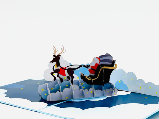 Christmas Santa on sleigh pop up card