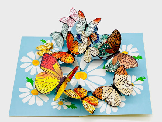 Butterflies and Daisy pop up card, Mother's Day card, 3D butterflies pop up card, Thinking of you, Get well soon card