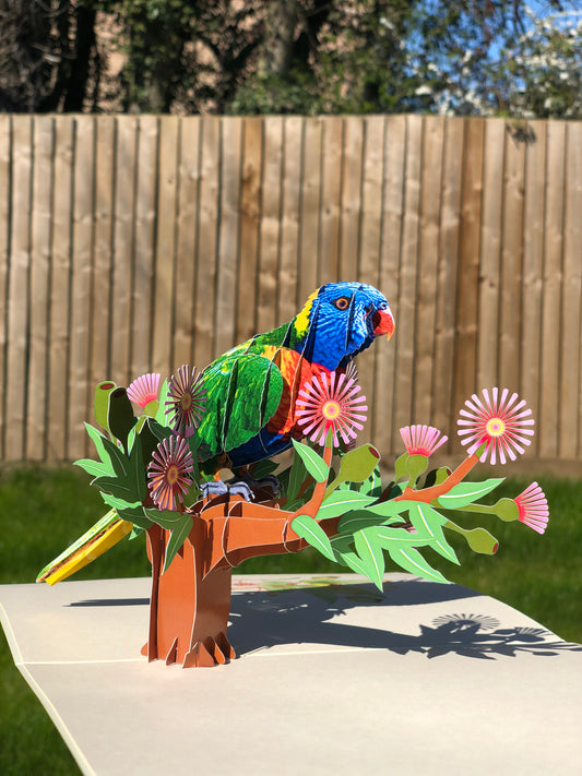 Tropical Tranquility: Vibrant Parrot Pop-Up Card, Birthday pop up card, card for any occasion