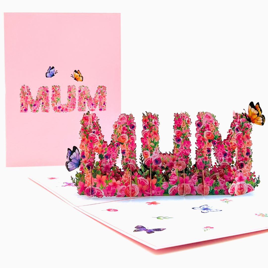 Floral best "Mum, I love you" pop up card Mother's day, 3D birthday, thinking of you, get well soon card