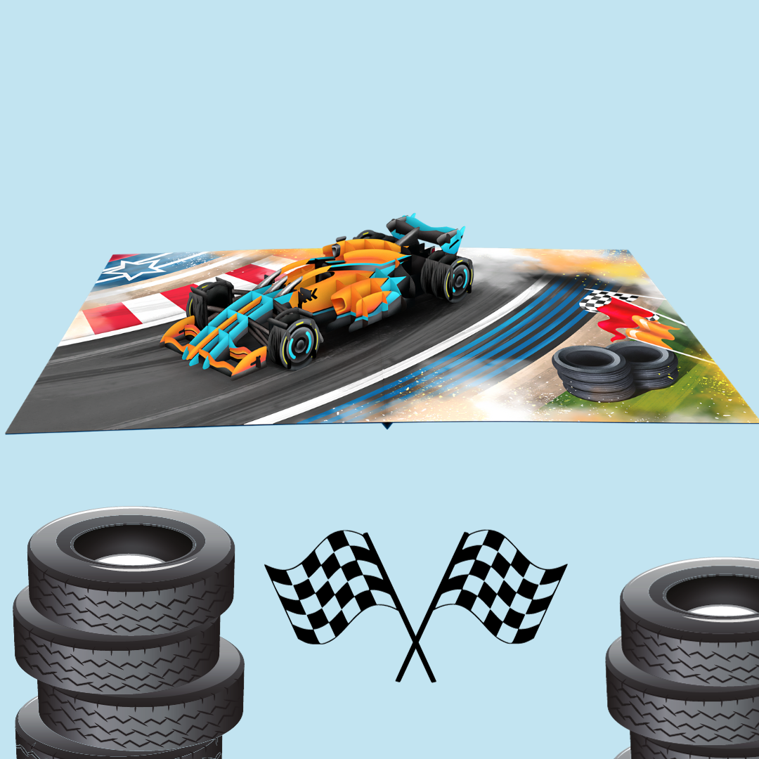 3D Racing Car Pop-Up Card - A Unique Motorsport - Themed Surprise for Formula 1 Fans and Birthdays