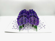 A breathtaking jacaranda avenue in a pop up card, perfect for Mother's Day or Valentine's Day.