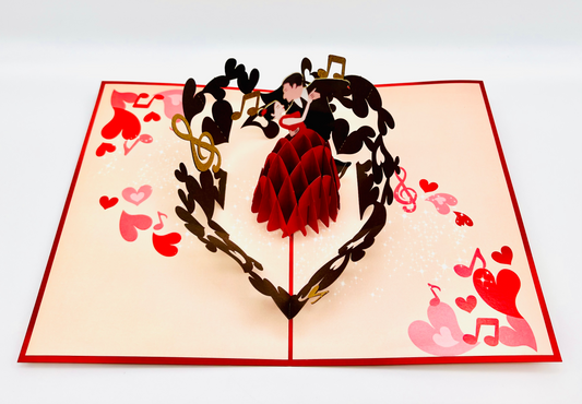 Elegant dancing couple pop up card, perfect for valentine's day and anniversaries