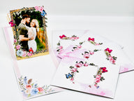 The frame wedding invitation pop up card, with space under the frame for your wedding invitation message.