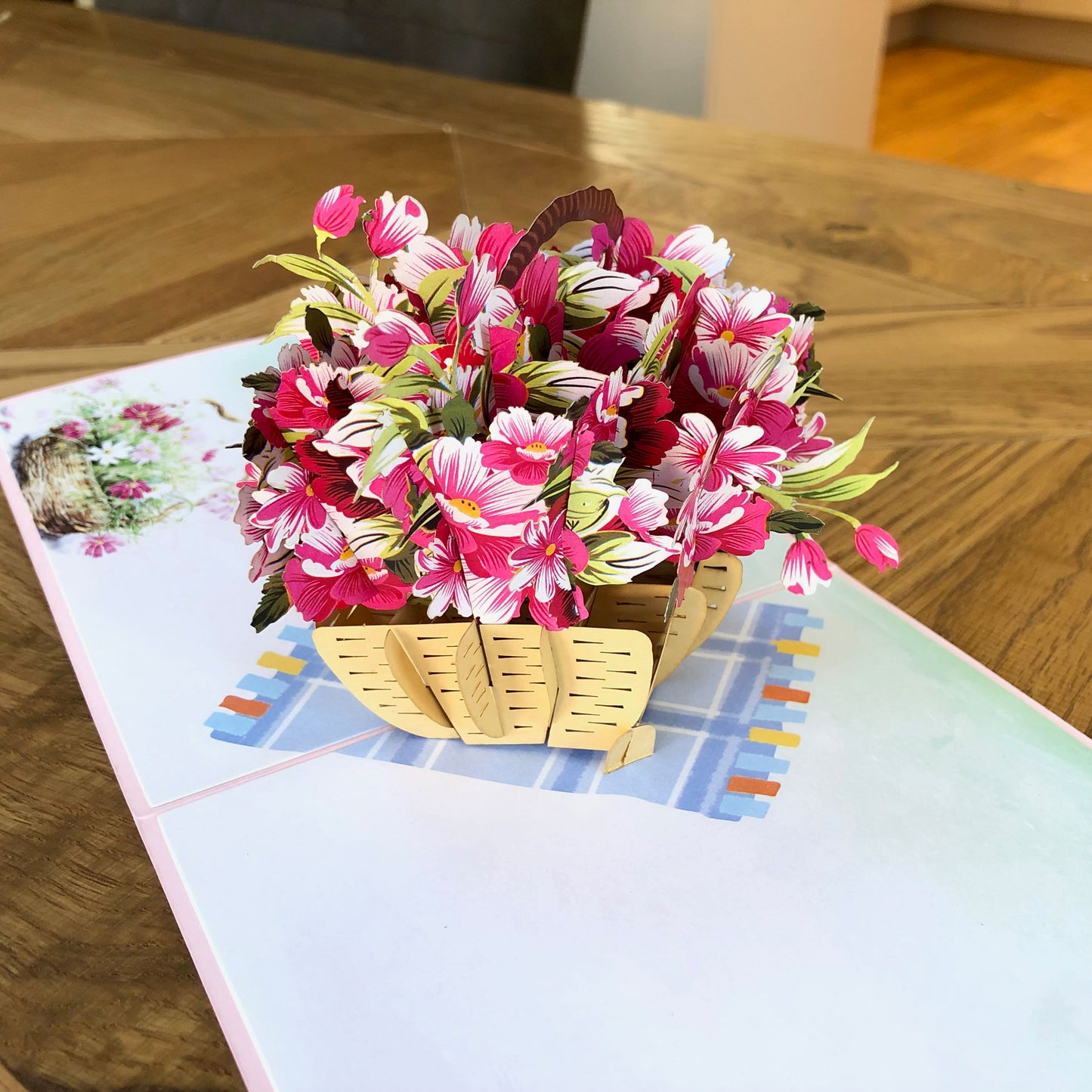 Flower basket pop up card, 3D Birthday card, Mother's Day pop up card, Congratulations card, Thank you pop up card, Card for any occasion